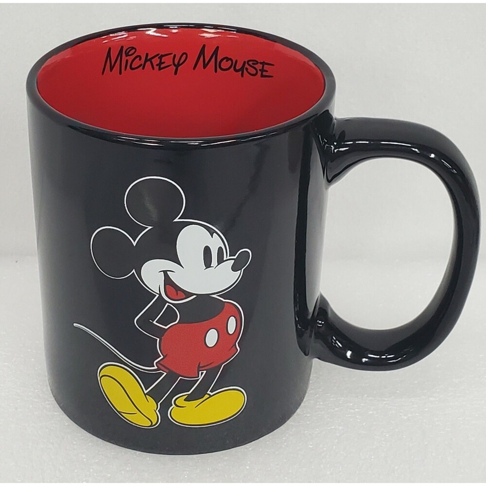Disney Classic Mickey Mouse Coffee Cup Mug,  Black and Red Inside